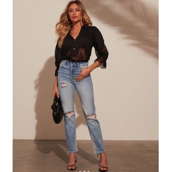 Vici Women’s Keila Puff Sleeve Lace Button Down Size M Victorian Inspired - Picture 3 of 8